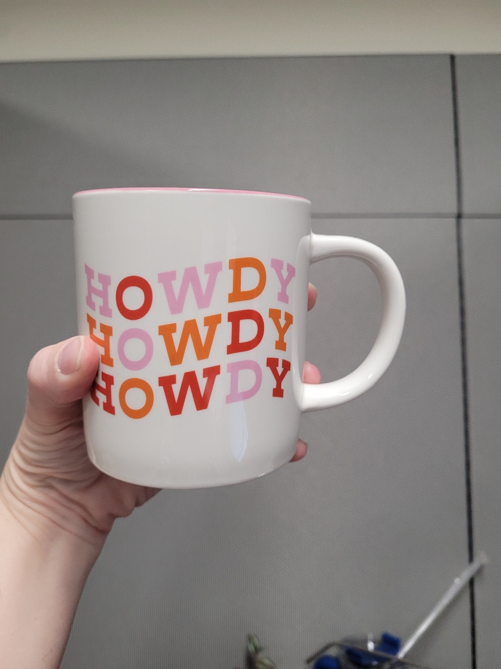 Howdy Ceramic Mug in Pink, Orange and Red - Unbranded